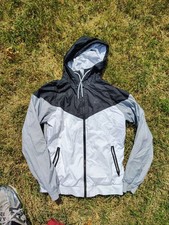 Nike Windrunner Jacket Men's Sm Grey Blk Hoodie Windbreaker Full Zip Colorblock