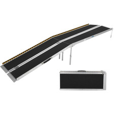 Heavy Duty Portable Aluminum Folding Ramp Non-Slip Reflective 600lb with Legs