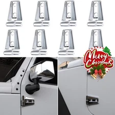 Chrome Door Hinge Cover Protector Trim Decor Kit For Jeep Wrangler JK JKU 07-18