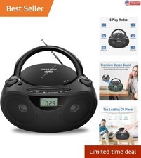 Compact Black Boombox   CD Player,Bluetooth,USB  AM/FM Radio for All Occasions