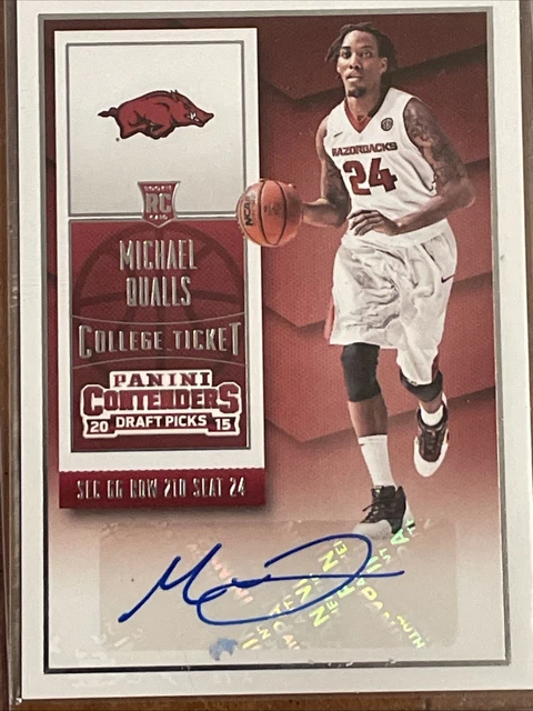 2015-16 Panini Contenders Draft College Ticket Michael Qualls #129 Arkansas auto