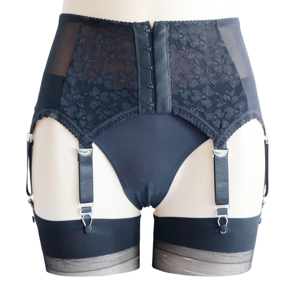 Damen Strapsgürtel Strumpfhalter Sheer Mesh Dessous Retro Girdle mit 6 Strapse - Bild 4 von 4