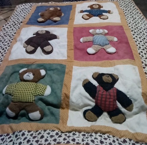 3D Plush Teddy Bear Quilt Crib Blanket Play Mat Wall Hanging 47"x55"