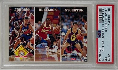 Michael Jordan 1993 Hoops Steals Leader Bulls Stockton Basketball Card 289 PSA 5