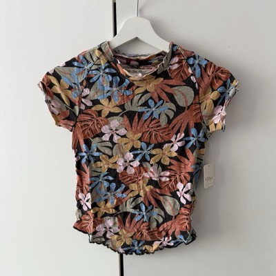 Free People Be My Baby bedrucktes T-Shirt geblümt Gr. XS Sommer Top