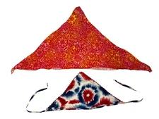 2 Pack Dog  Bandana Triangle Printing Plaid Pet Scarf Bibs Kerchief Size L & S