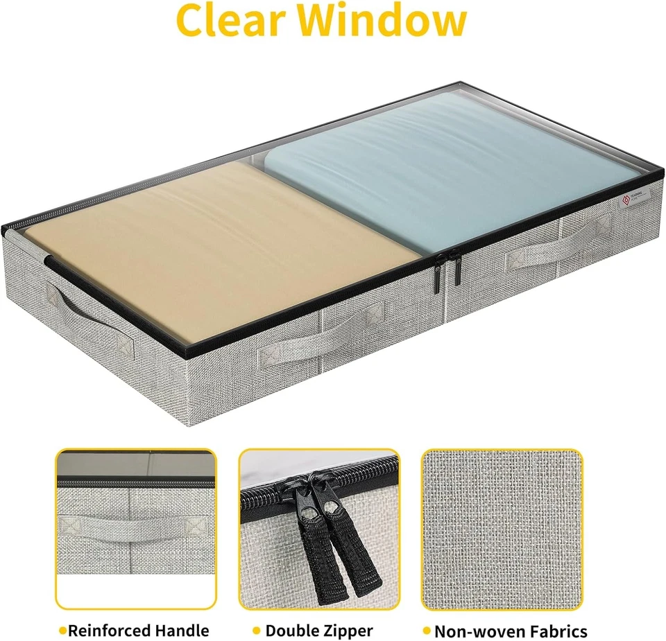 Contenedores de almacenamiento debajo de la cama, almacenamiento debajo de la cama de bajo perfil con paredes laterales resistentes Foto 4 de 4