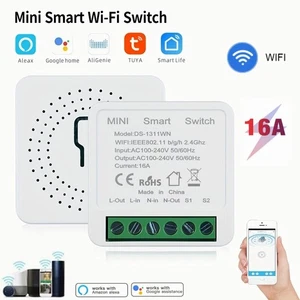 Tuya WiFi Commutateur intelligent 16A Mini 2-Way Control Timer fonctionne avec Alexa Google Home