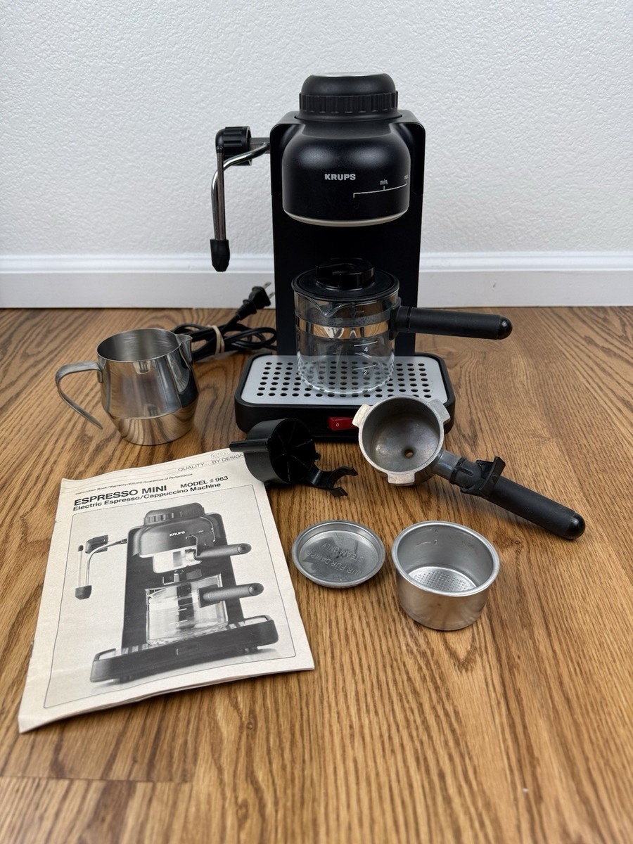 Krups 963 Espresso Mini 4-Cup Cappuccino Machine BLACK Electric