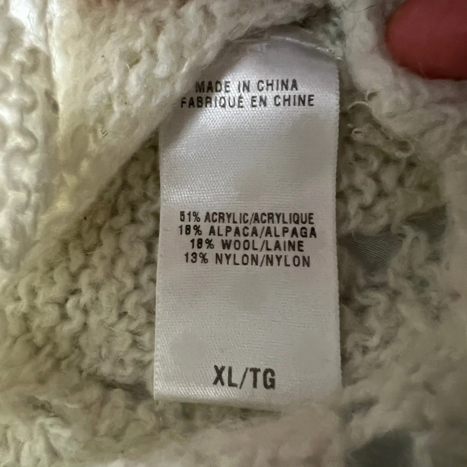 Lucky Brand Lightweight XL Cream Open Knit Sweater Bell Sleeve Crochet Boho Top - Image 4 of 4