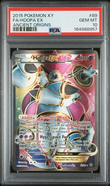 2015 POKEMON XY ANCIENT ORIGINS HOOPA EX FULL ART #89 PSA 10