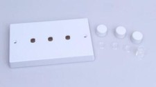 Varilight Matrix 3-Gang Double Plate Dimmer Kit. Classic White Dimmer WQD3W