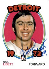 Nick Libett Signed Auto 2009-10 The Year In Hockey 1972 card Detroit Red Wings