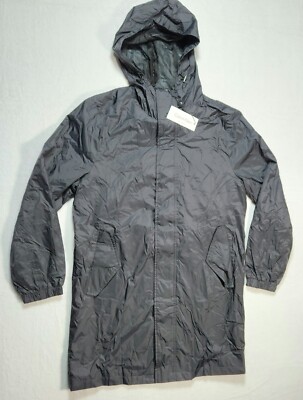 New Calvin Klein Hooded Rain Jacket Nylon Men s XS Black Water Repellent Trench