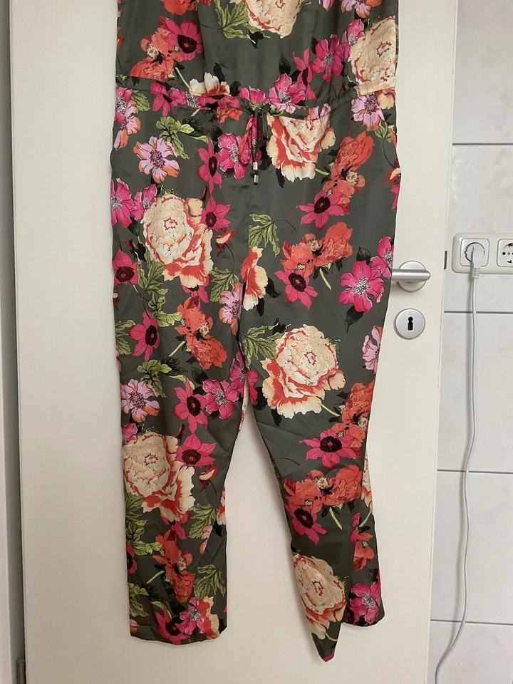 HALLHUBER Damen Satin Jumpsuit Gr. 42 Grün Pink Blumenmuster - Bild 3 von 4