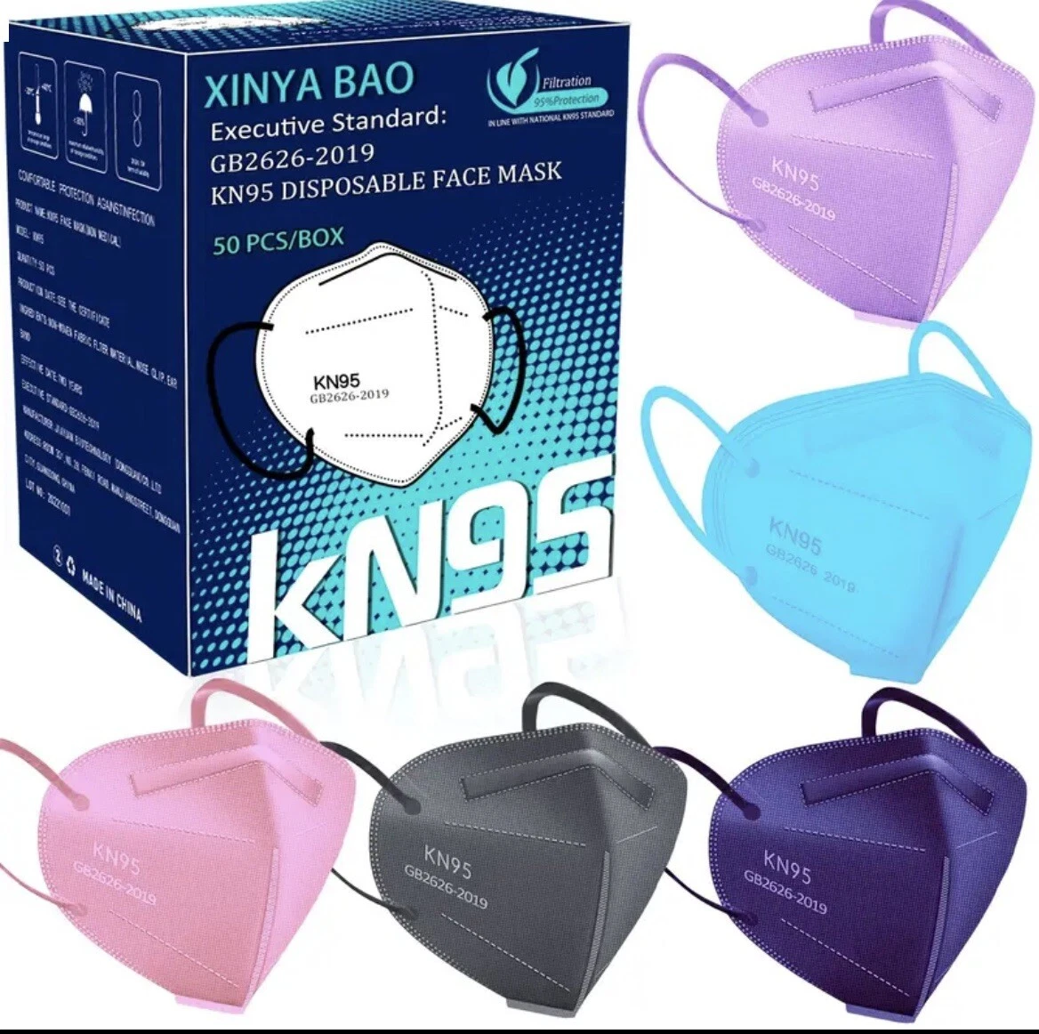 KN95 Face Masks, Multicolor Face Masks for Men and Women
Opens in a new window or tab