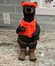 The Hadley Collection Hunting Bear In Orange Vest Figurine