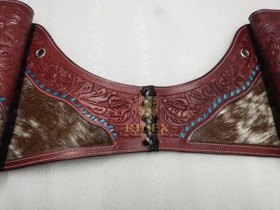 Sac de selle Western Horse en cuir imprimé véritable avec outillage floral - Photo 4/4