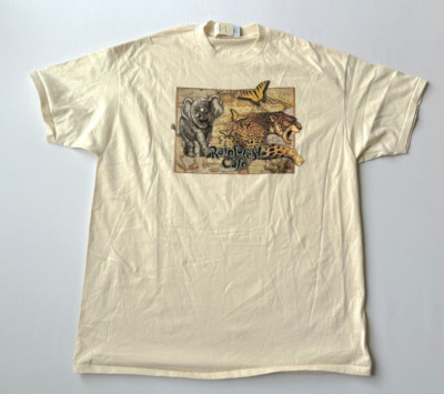 Vintage Rainforest Cafe NWT Deadstock Sz XXL T Shirt Mens Cream Single Stitch