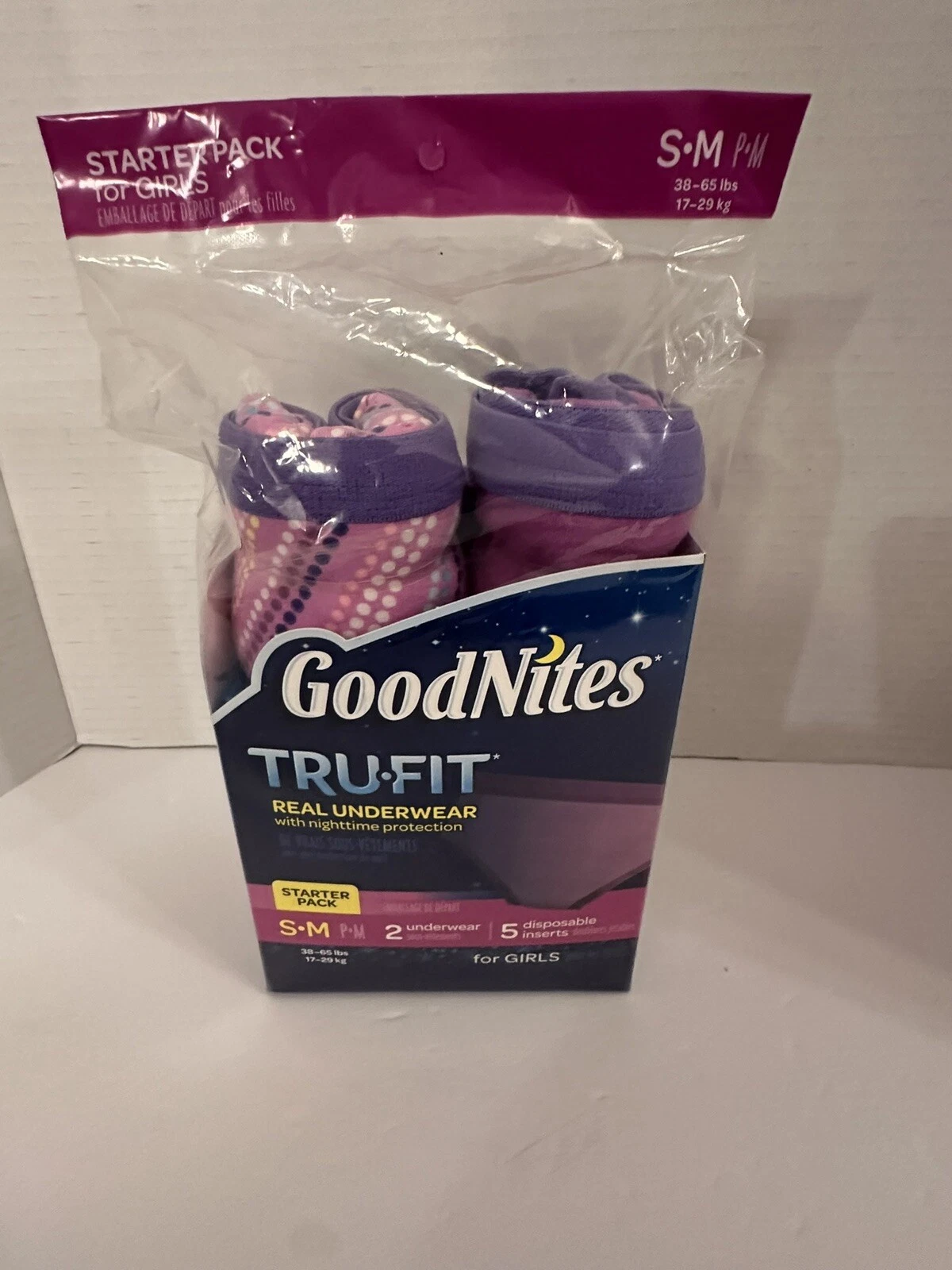 New GOODNITES TRU-FIT GIRLS Underwear Nighttime Protection Starter Pack S/M
