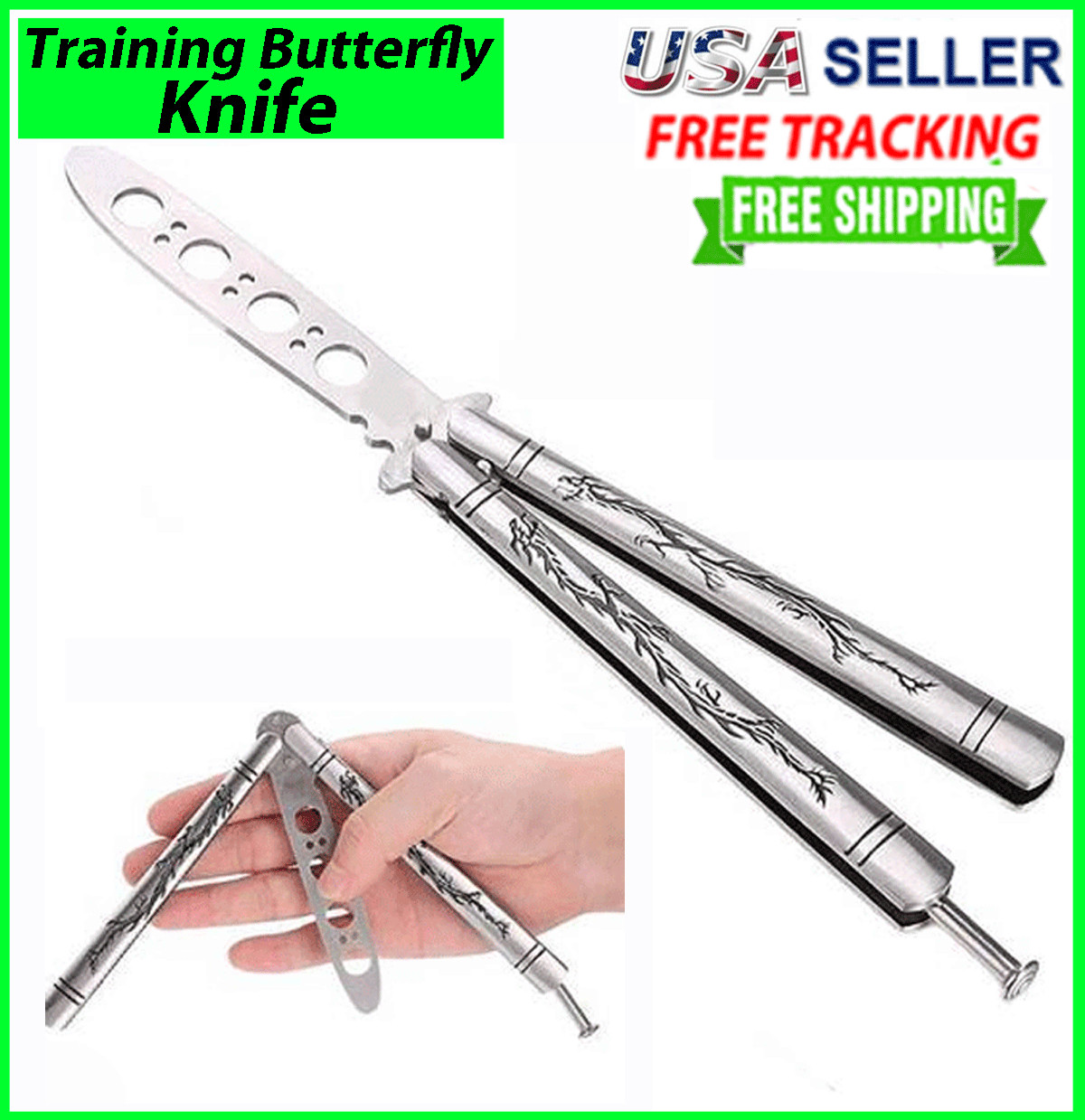 Butterfly Trainer DRAGON Training Dull Tool Stainles Steel knife Metal