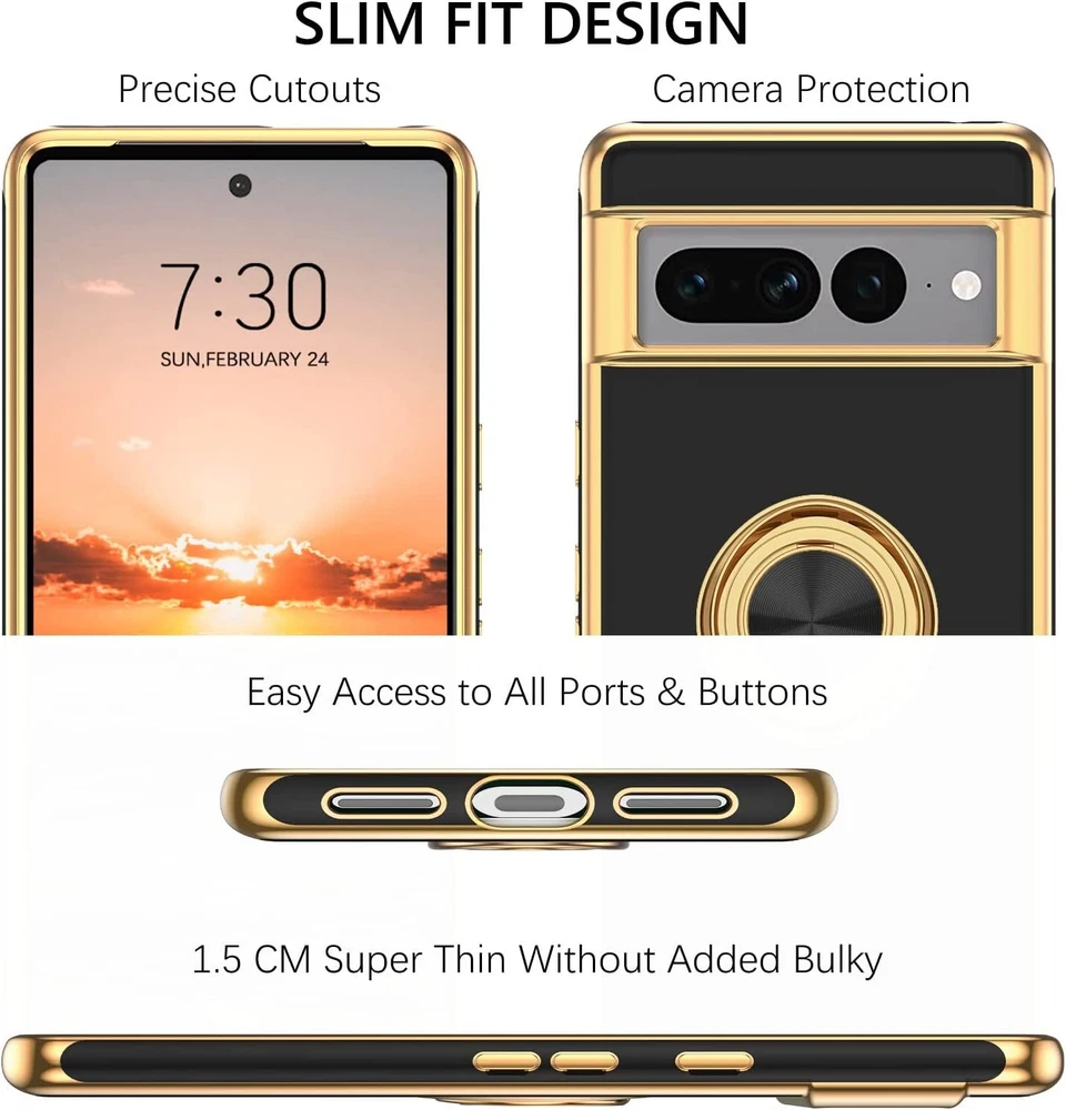 Phone Case For Google Pixel 7 / 7 Pro / 7a Hybrid Rugged Shockproof Cover Ring
