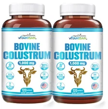 Bovine Colostrum Supplement - 30% IgG Lactoferrin, Immune Support (2 Pack) 240 c