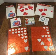 Vintage Valentine's Day Sticker  Window Cling Mixed Lot 8 Partial Sheets 50 Pc