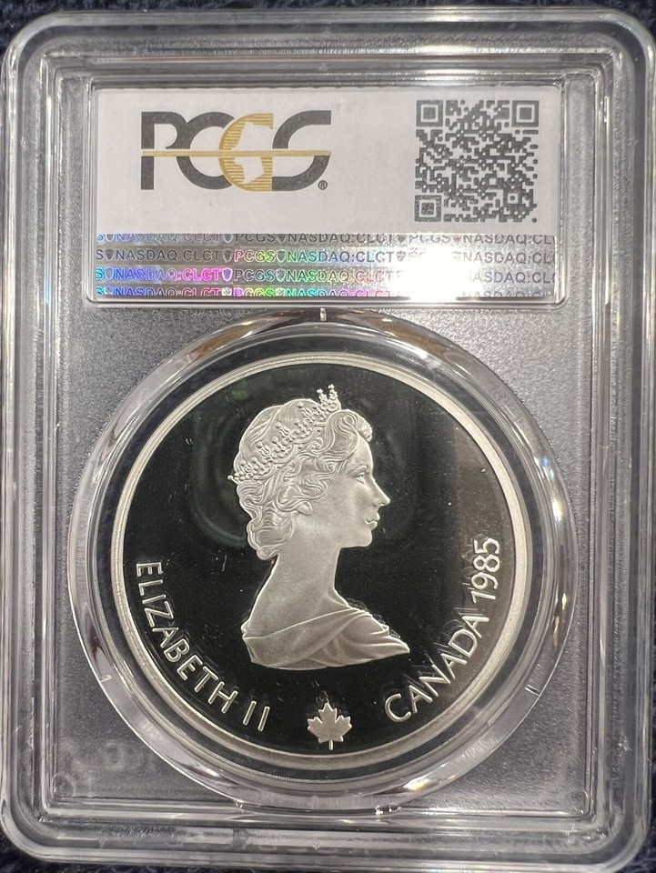 1985 Canada Silver 20 Olympic Commem Coin Downhill Skiing PCGS 69 DCAM