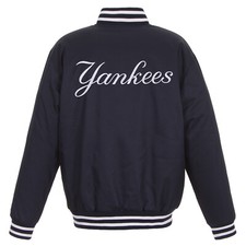 MLB New York Yankees Poly Twill Jacket Embroidered Patch Logos JH Design Navy