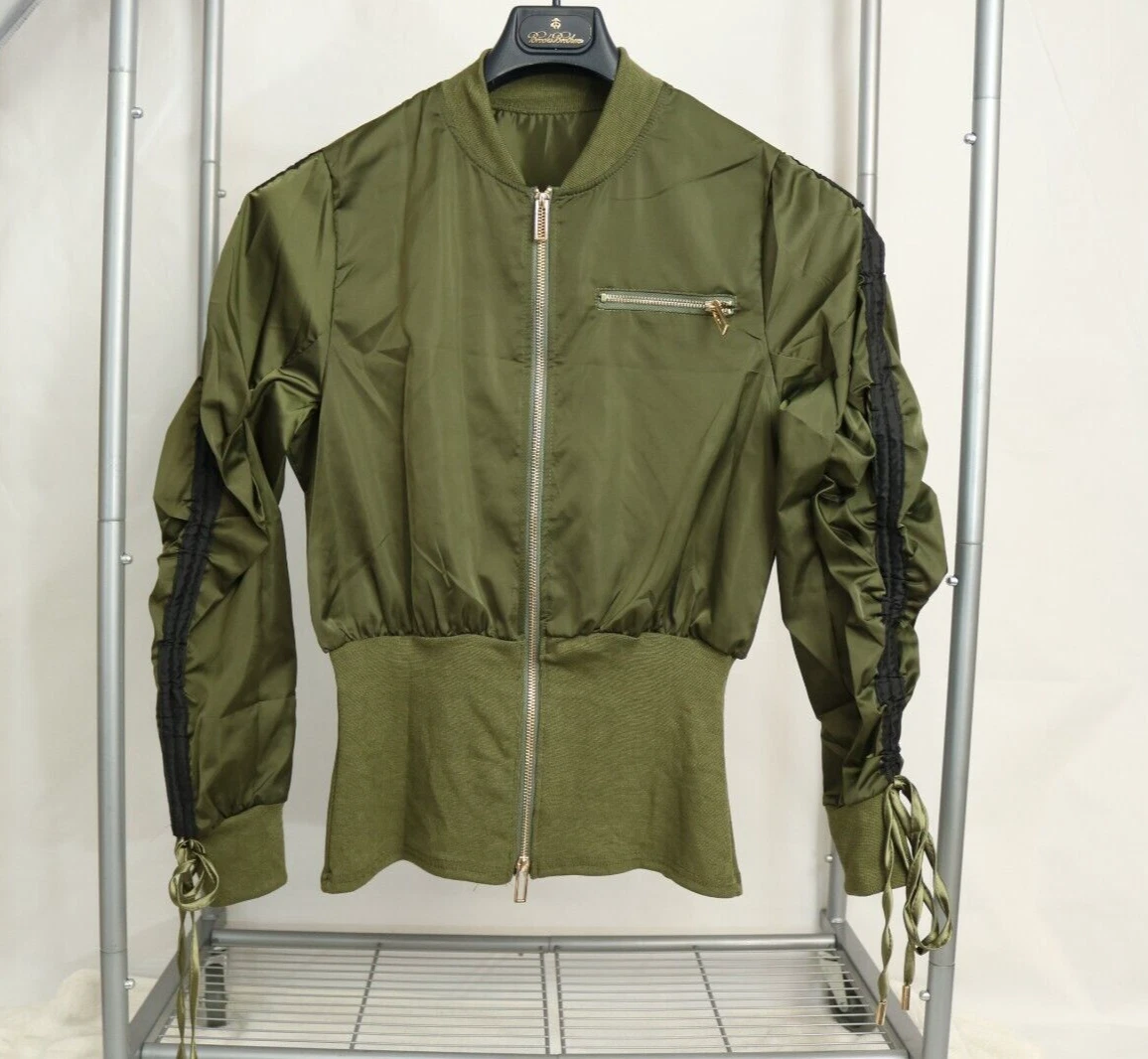 Womens Green Waist Jacket Size Large w/ Gold Zipper | eBay