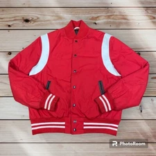 Black Scale X Golden Bear Varsity Jacket Size Large Red/White Made In USA