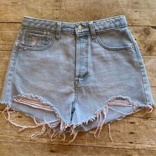 Wild Fable Womens Highest Rise Cutoff Denim Shorts Light Wash Distressed Size 4