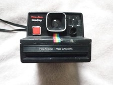 VINTAGE Polaroid Time Zero One Step Camera Land Camera Flash Black Rainbow