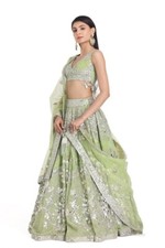 Stunning Mint Green Georgette Lehenga Choli With Dupatta For Functional Wear
