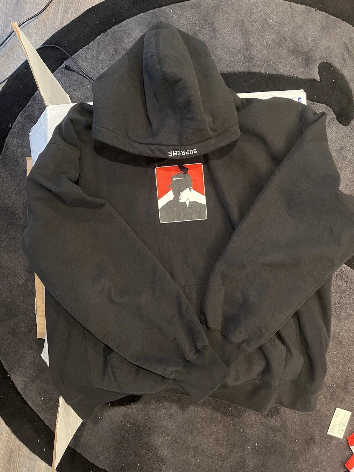 Sweat à capuche portrait homme Supreme Marlboro FW20 noir taille XL épais extra large OG