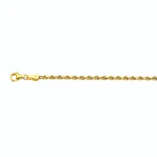 10k Yellow Gold 2.5mm Solid D/cut Rope Chain Bracelet Size 7"-9"