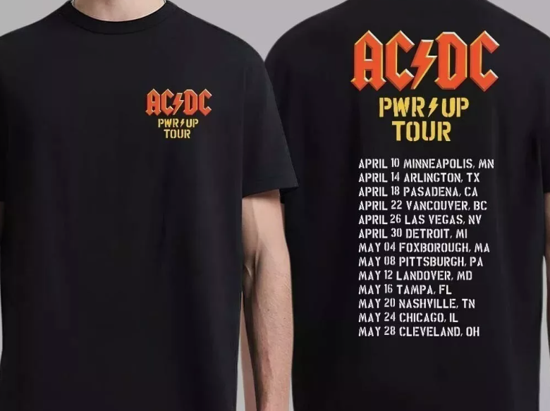 Acdc 2025 Power Up North American Tour Schedule Date List T-Shirt