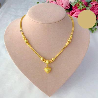 Thai Gold Necklace Jewelry for Women,24K Yellow Gold Plated Heart Charm Necklace,Baht Chain 18 inch - Delivered Duty Paid (DDP