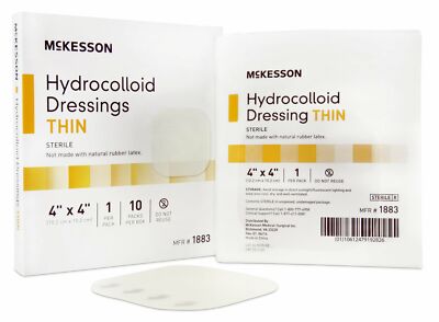 Thin Hydrocolloid Dressing McKesson 4 X 4 Inch Square Sterile Box of 10