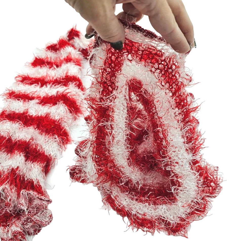 Magic Scarf Red White Stripe Super Soft Versitile Winter Outdoor Apparel Womens - Image 3 of 4