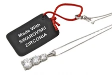 J Francis Signed Sterling Silver 3 Crystal CZ NWT Necklace