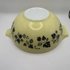 Pyrex Gooseberry Black on Yellow 4 Qt Cinderella Large Mixing Bowl Vintage 444