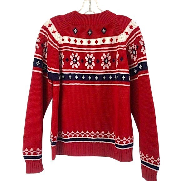 Vintage JC Penney Red Winter Sweater Turtleneck Acrylic Knit Medium Christmas