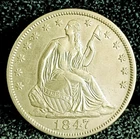 1847 Seated Liberty Half Dollar AU+ in Grade 100% Original Scarce Date
