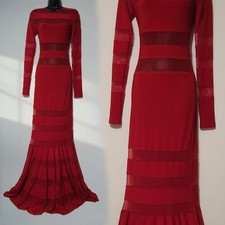 Norma Kamali Spliced Dress Fishtail Gown Tiger Red XS/34