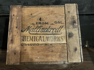 Vintage Mallinckrodt Chemical Works Wood Shipping Crate/Box 25 lbs. MILK SUGAR