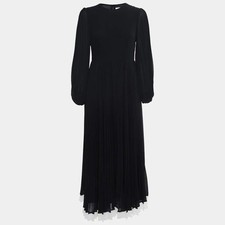 Zimmermann Black Crepe Pleated Long Maxi Dress | Size OP AU 6 UK 6 US 2