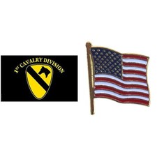 U.S. Army 1st Cavalry Division Flag with Grommets 3ft x 5ft American Flag Pin