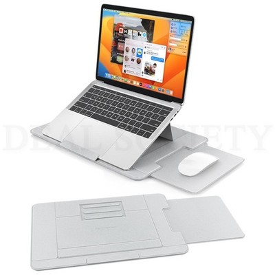AboveTEK Adjustable Laptop Lap Desk 3 Ergonomic Angles PU Leather Light Gray